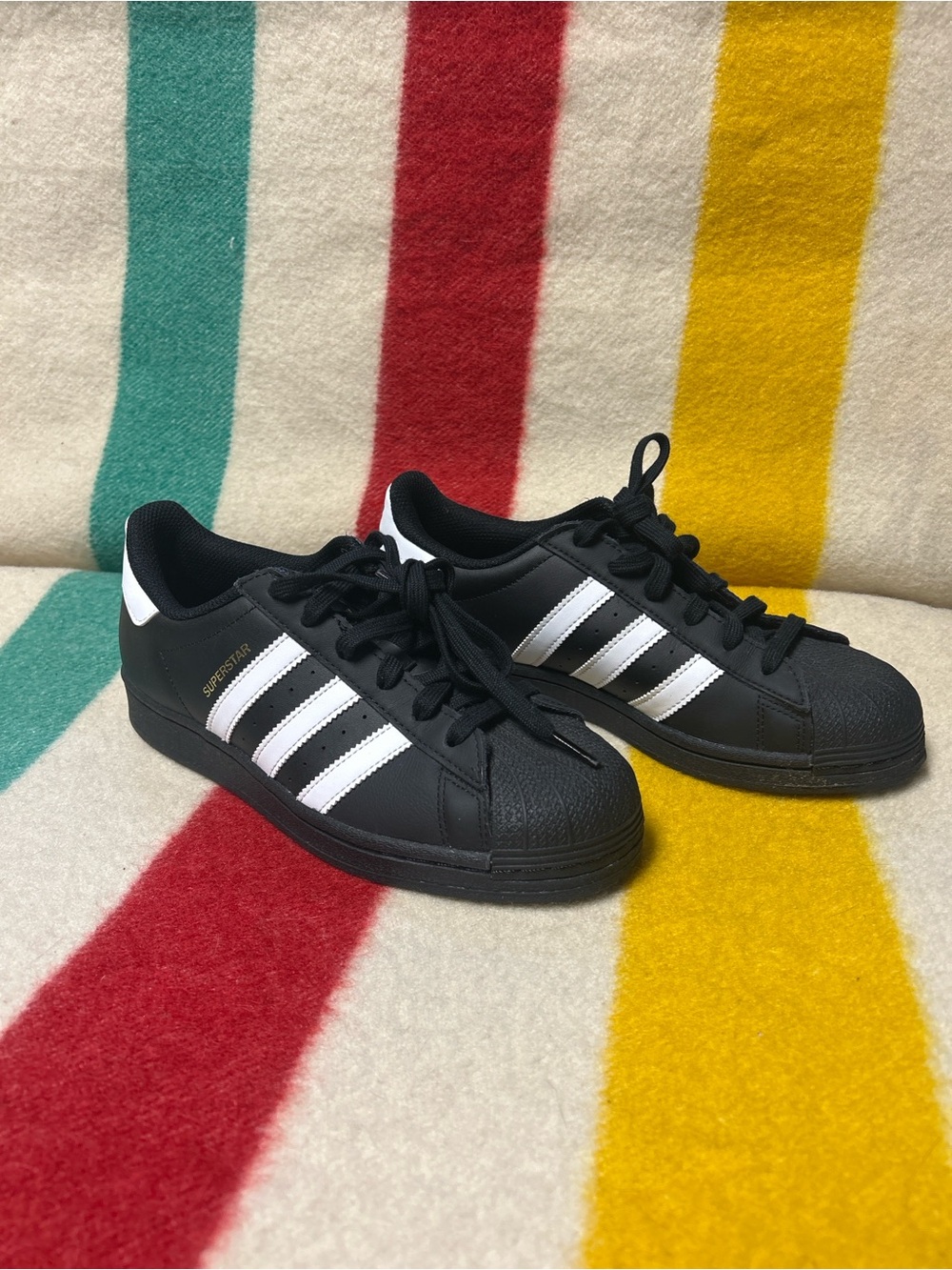 adidas Kids Black & White Classic Shell-Toe Sneakers